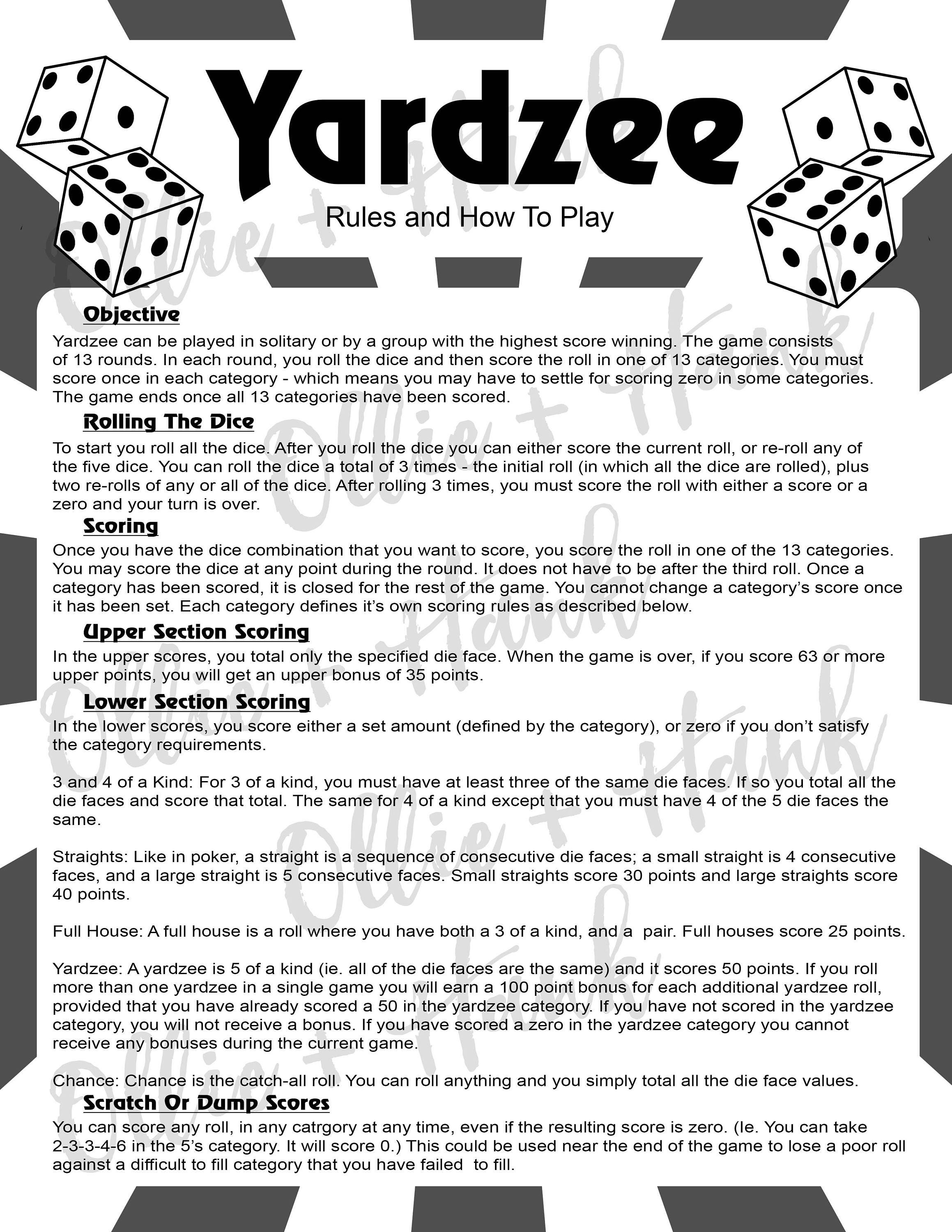 rules of yahtzee game