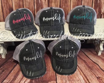 Mom Life Distressed Trucker Hat* Living That Mom Life * New Mom * Mothers Day Gift * #Momlife