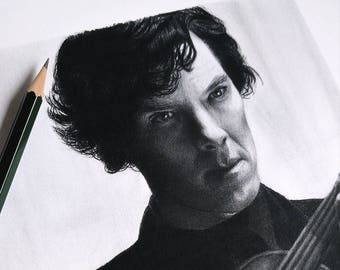 Sherlock Holmes A4 Graphite Portrait Art Print