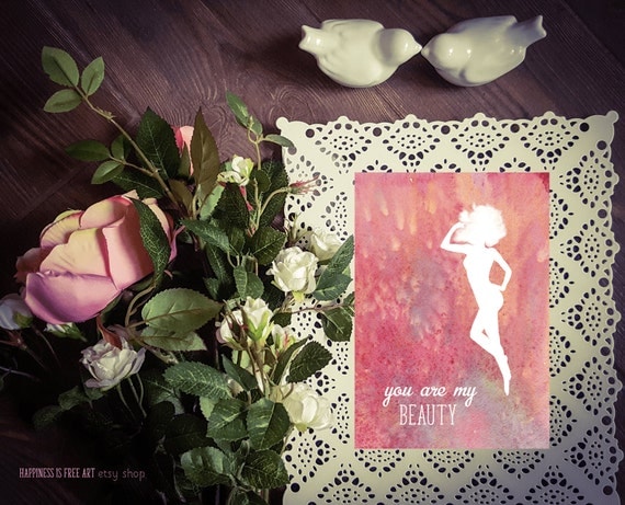 You are my beauty! ~ Elegant printable Sympathy card with watercolor background ~ ID: 497568724