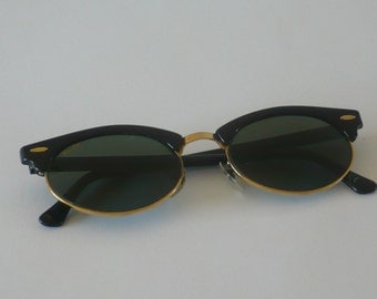 Vintage Ray Ban W1263 oval Clubmaster black ebony sunglasses by B & L