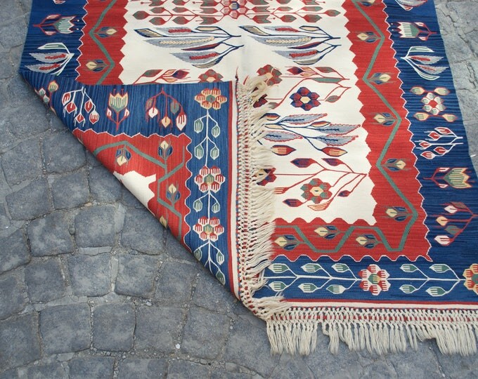 Oushak Rug, Turkish Rug, Vintage Rug, Area Carpet, Anatolian Rug, Low Pile Rug, Home and Office Rug, 4''x5'8 /124x179cm, Handwoven Rug,Rug