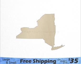 New York NY State Cutout - Large & Small - Pick Size - Laser Cut Unfinished Wood Cutout Shapes (SO-0010-32)