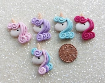 Unicorns, Polymer clay, Charms, Flatbacks, Embellishments, Cabochon, Bow embellishments,