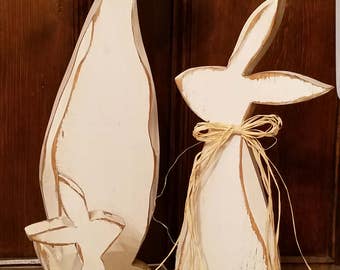 Wood craft White Rabbit Family