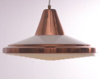 Vintage retro Danish copper plastic ceiling light lamp pendant 60 70 mid century