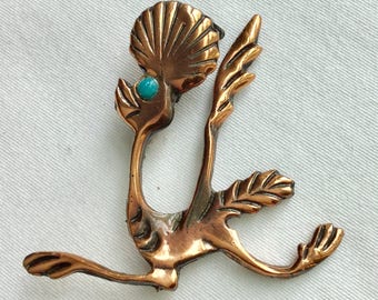Meep! Meep! Vintage copper roadrunner pin