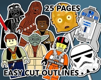 Star Wars Cake Toppers, Printable Star Wars Centerpiece, Star Wars Party Cupcake Topper, Star Wars Photo Props, Star Wars Photo Booth Props