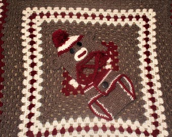 Sock Monkey Baby Blanket Crochet Pattern Crochet Blanket