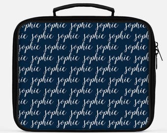 Navy Blue Lunch Box, Monogram Lunch Bag, Custom Name Lunch Box, Lunch Box for Boys, Lunch Bag Insulated, Lunch Box for Kids, Reusable Lunch