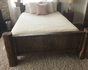 Reclaimed Barn Wood, Rustic, Headboard and Footboard .