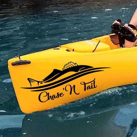 Red Fish Custom Text Decal Kayak Boat Name Decal