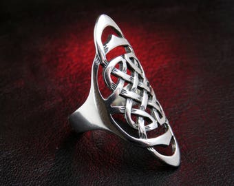 statement celtic ring, silver knot ring, silver celtic ring, celtic ring, womens ring, knot jewelry, ethnic ring, celtic knot