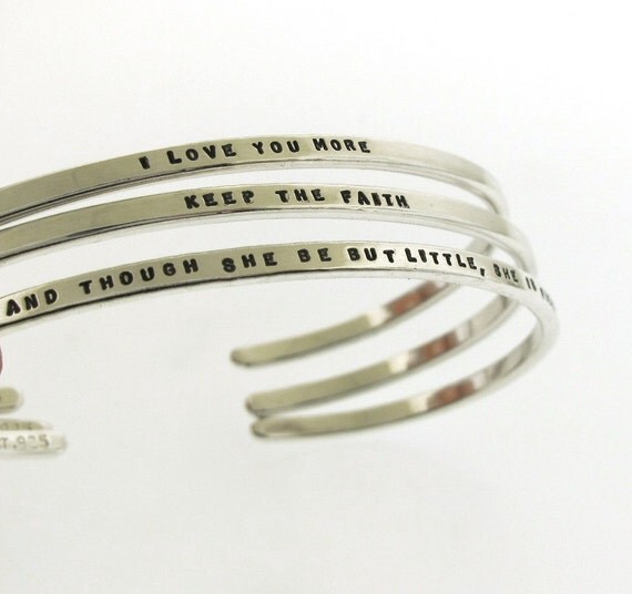 Personalized Bracelets set of sterling silver cuff bracelets