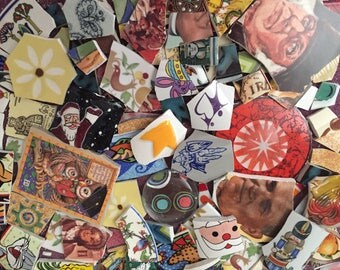 1000 lot Mosaic Tiles Mix Broken Plate Art Hand Cut Pieces Supply Random Art Mix Faces Retro