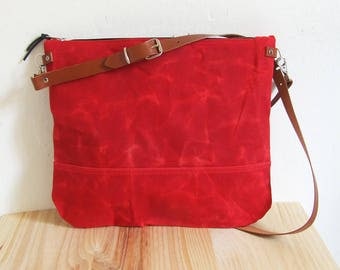 Waxed Canvas Bag for Woman , Crossbody Bag , Handbag, Zipper Bag