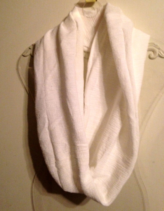 Infinity Scarf, White, Crinkle Fabric