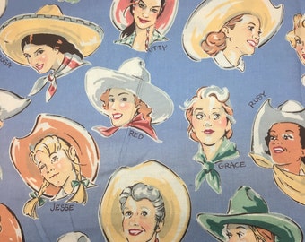 Alexander Henry Buckarettes Cowgirl Cotton Fabric OOP