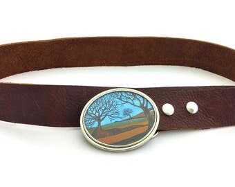 Autumn Trio Buckle with Leather Belt by Shi Studio