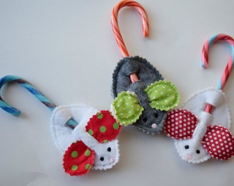 Christmas Stocking Stuffer Mouse Candy Cane Holder Ornament