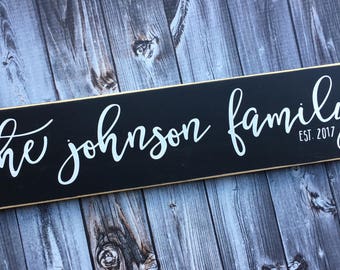 Family Name Sign | Customized with last name | Script Font | Wedding Date | Wedding Sign | Anniversary Gift | Style FA50