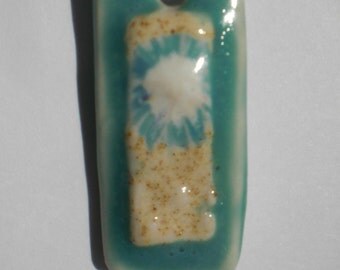 Jade, Turquoise and Leopard Shino Porcelain Pendant