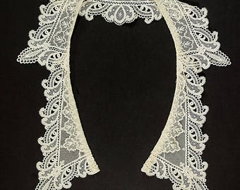 Antique Edwardian Ivory Lace Collar,Embroidered Tulle &Schiffli Lace, WW1 Re-enactment,Period Clothing.Theatrical Use,Unworn 1910-1920.VGC