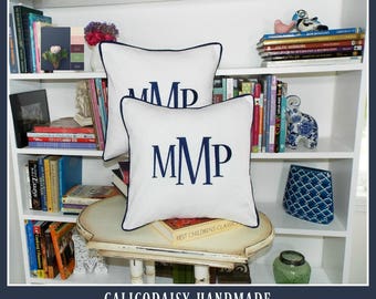 Monogrammed Pillow Cover - Set of Two - Large Font - 16 x 16 square