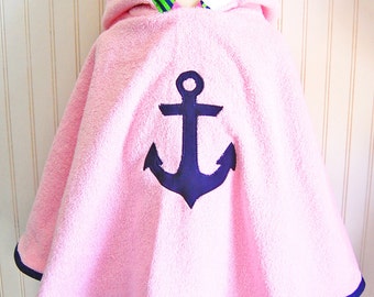 Girls Swimwear. Swimsuit Cover Up. Beach Cover up. Beach Poncho. Anchor Beach Cover up. Toddler Cover up. Terry Cover Up