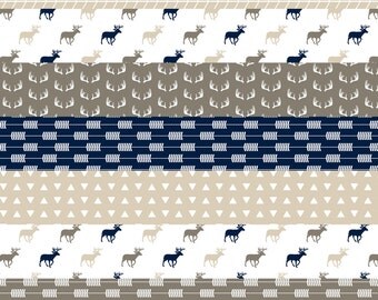 Cheater Quilt Fabric - Brown / Navy Blue Rustic Woods Wholecloth Quilt Top By Littlearrowdesign - Cotton Fabric By The Yard With Spoonflower