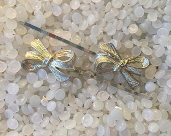 vintage barrette beautiful rhinestones bobby pin, sweet bow