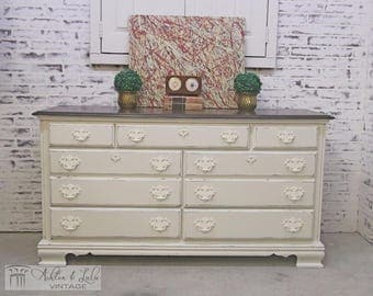 Double Dresser, White Cottage Style - Chic DR403 Shabby Farmhouse Chic, Dresser, Nursery Furniture