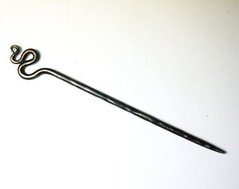 Hair Stick Hand Forged Iron, Hair Pins, Iron Hair Pins, Tribal Hair Stick, Hair Accessories, Hair Jewelry, Asian Hair Stick, Swirl Hair Pick