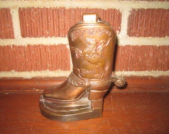 Vintage 1950s Roy Rogers Figural Cowboy Boot Metal Bank