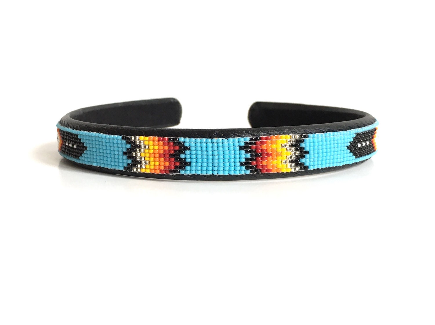 Headband Navajo-Beaded Turquoise Blue Native American