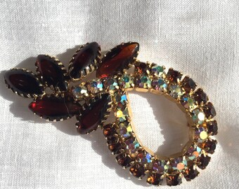 Vintage Brooch or Pin with Aurora Borealis Rhinestones