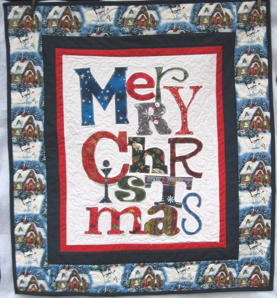 Merry Christmas Quilted Wall hanging Wall art holiday