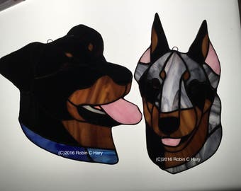 Beauceron Suncatcher in Stained Glass