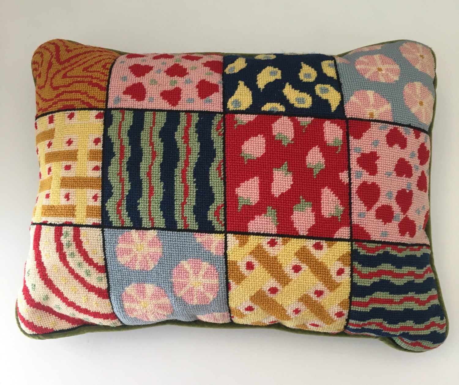 1960s Handmade Needlepoint Pillow