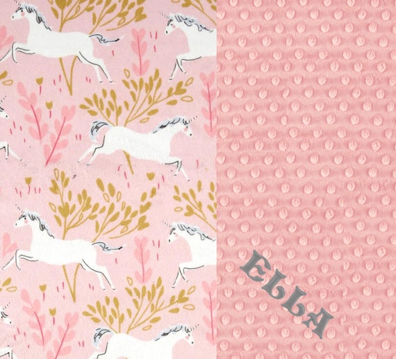 Personalized Baby Blanket // Pink Unicorn Baby Blanket // Baby Girl Minky Blanket // Custom Blanket // Receiving Blanket // Nursery Decor