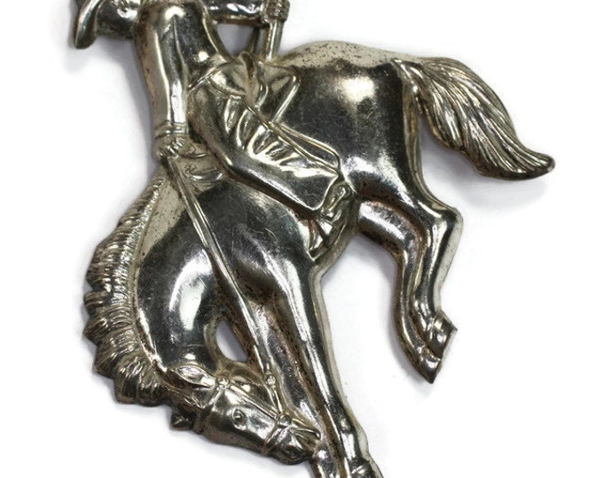CIJ Sale Sterling Silver Western Horse Brooch Bucking Bronco Cowboy Vintage