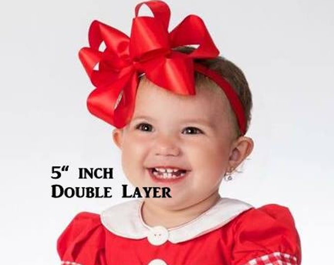 Leopard and Coral Fabulous Double Layered Boutique Lush Hair Bow with Spikey Edges for Baby Toddler or Little Girl