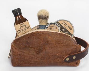 Mens Leather Dopp Kit - Leather Toiletry Bag - Leather Shaving Kit - Mens Toiletry Bag - Travel Toiletry Bag - Mens Travel Bag