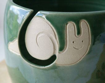 SECONDS SALE - The happy snail yarn bowl glazed in forest green