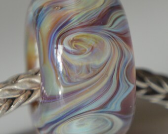 Unique Handmade Lampwork European Charm Bead with Silver Glasses - SRA - Coring Options - Fits all charm bracelets