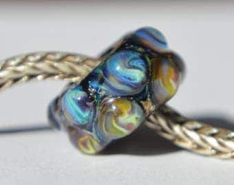 SALE - Unique Handmade Lampwork Glass European Charm Bead - SRA - Fits all bracelets - Silver Core Option