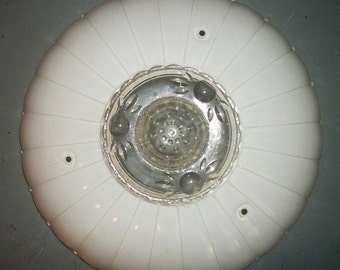 Vintage White Glass Umbrella Light Shade Parasol or Flower Look