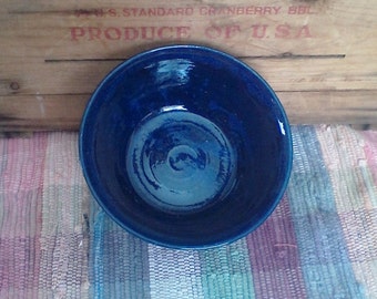 Deep navy blue handmade ceramic bowl - stoneware bowl - cereal bowl - 30oz - pottery serving bowl - large serving bowl - kitchen bowl - 1716