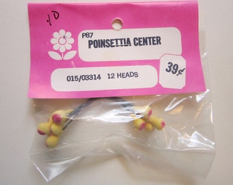 vintage flower stamens - POINSETTIA STAMENS - vintage supply, millinery supply