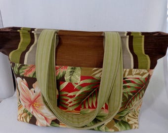 Large Beach BAG, Extra Large Tote, Zippered Diaper BAG, Knitting BAG, Work Purse, Weekend Bag